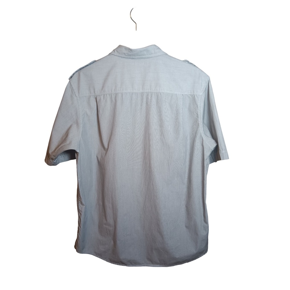 Sean John Men' Gray Pinstripe Short Sleeve Button Up Casual Shirt Y2K - Picture 6 of 9